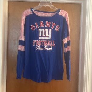 NFL Team Apparel Women’s New York Giants Blue with Red & White Long Sleeve Top